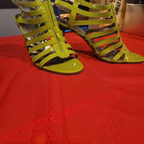 Lime Green Strappy Women's Sandals - Picture 2 of 4